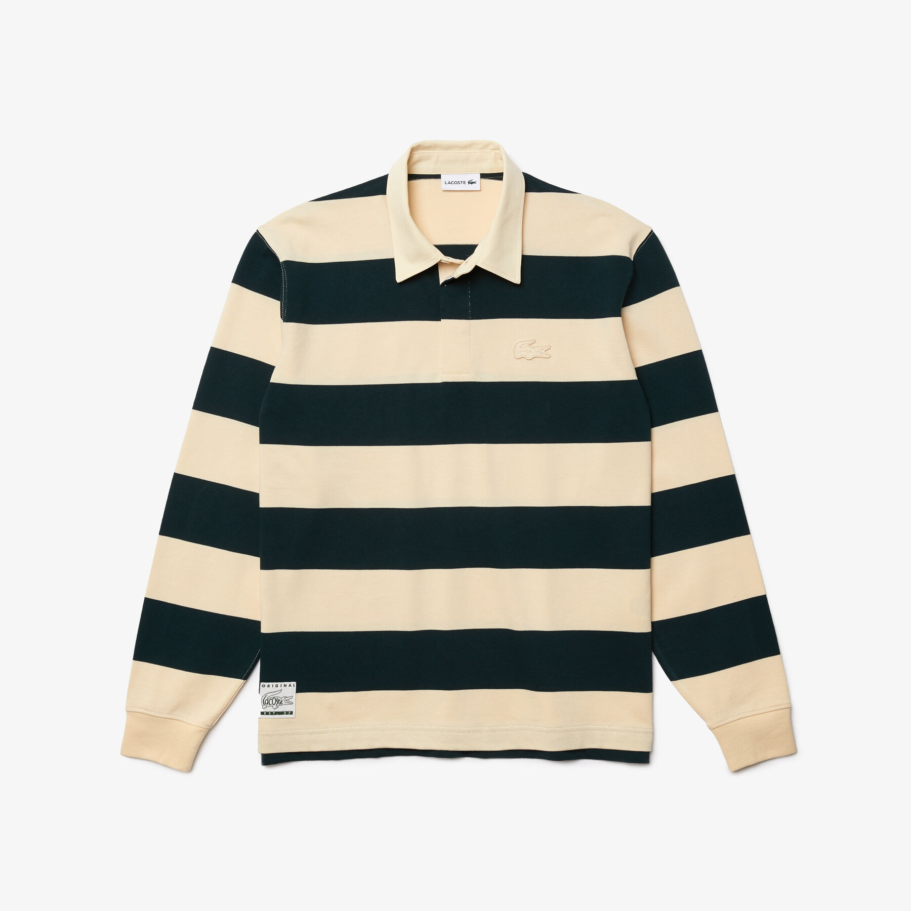 men s lacoste striped cotton rugby shirt