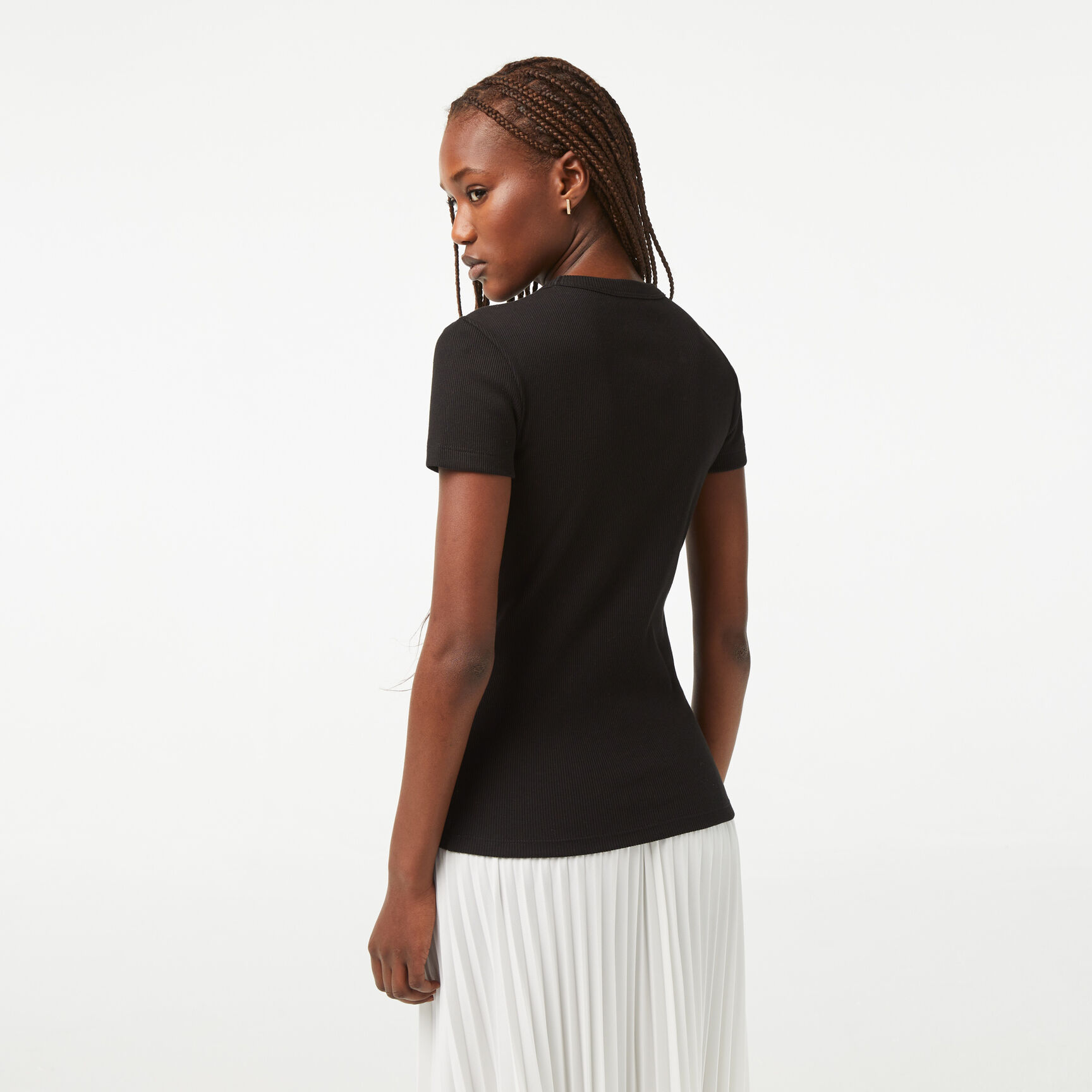 Women's Lacoste Slim Fit Organic Cotton V-neck T-shirt