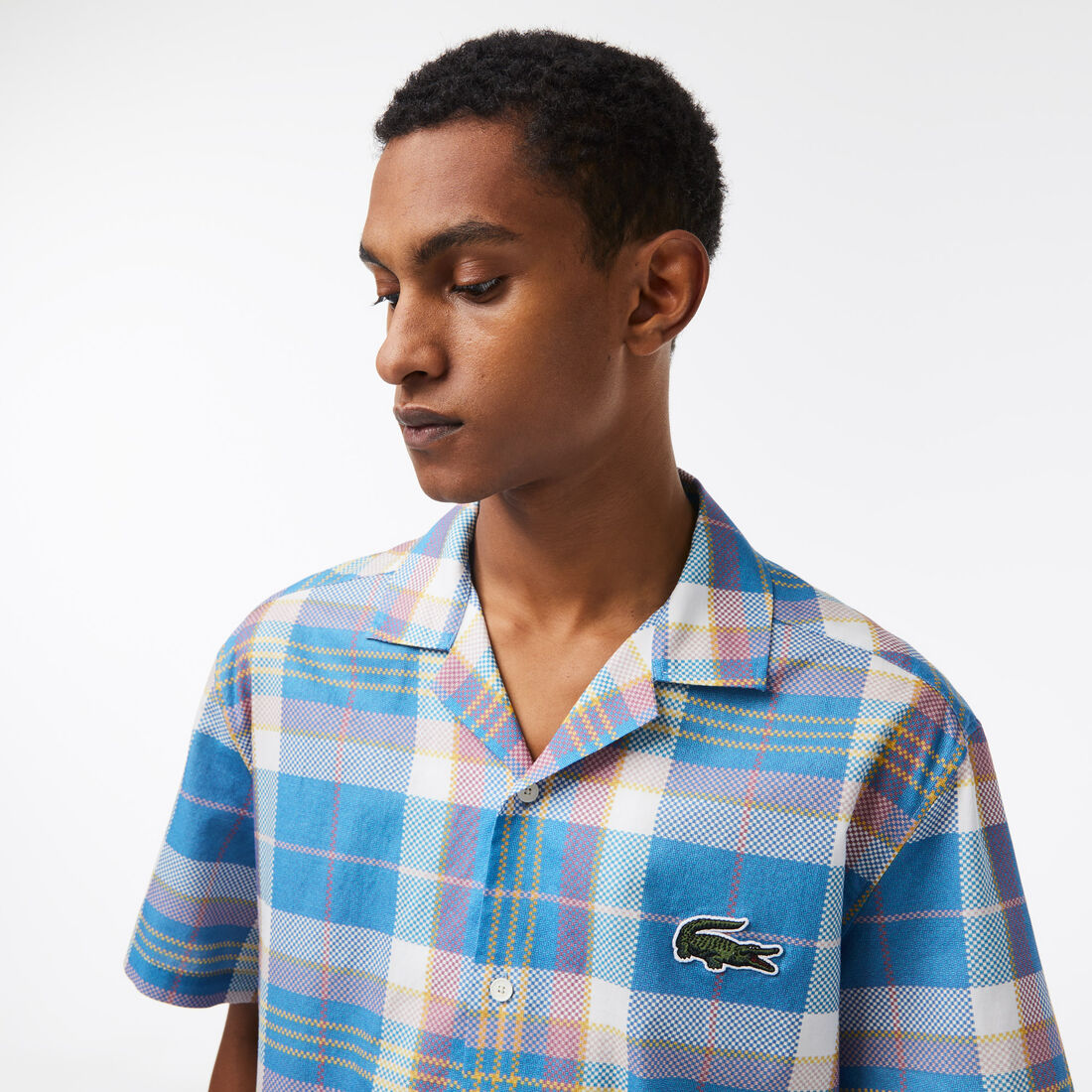 Men's Lacoste Short Sleeve Organic Cotton Check Shirt Men's Lacoste Short Sleeve Organic Cotton Check Shirt