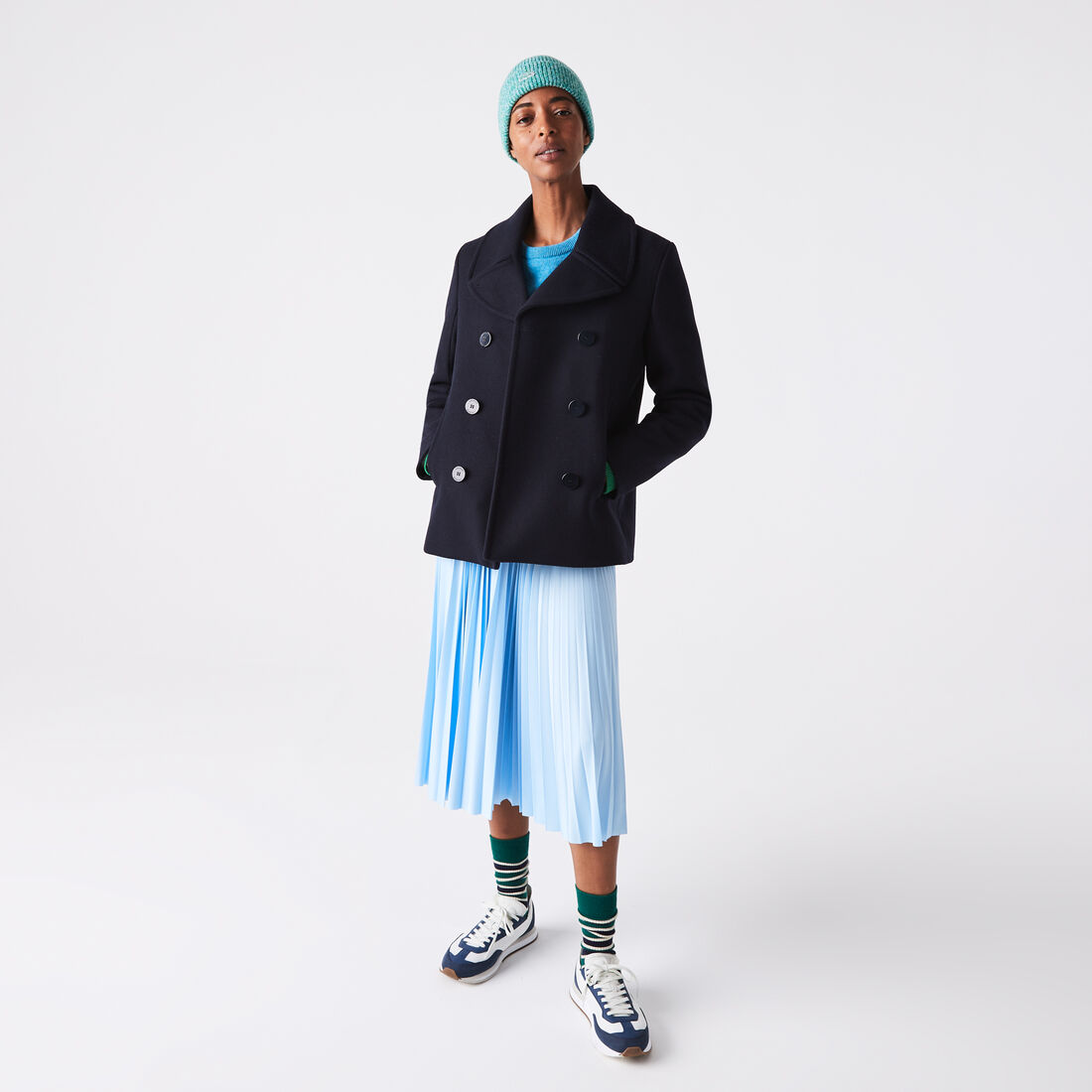 Women’s Lacoste Lettered Waist Mid-Length Pleated Skirt