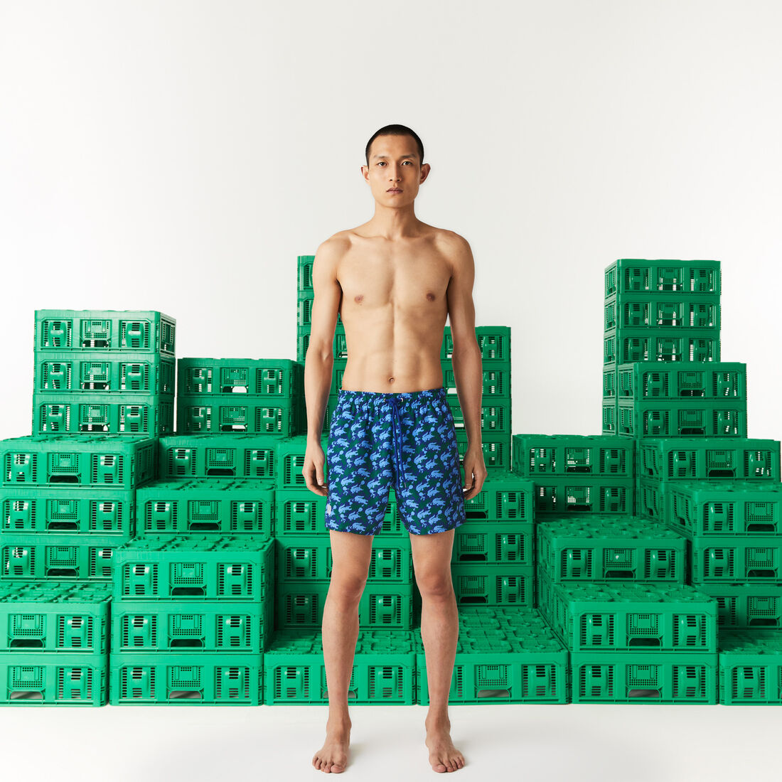 شورت سباحة خفيف مطبوع للرجال مجموعة Lacoste x Minecraft