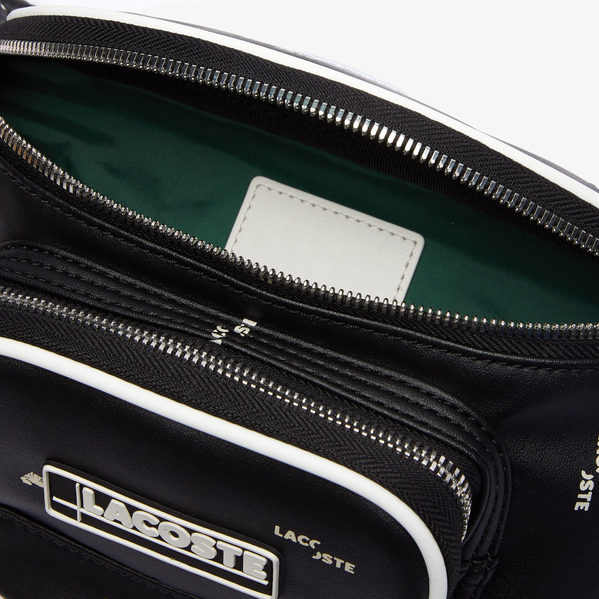 حقيبة خصر بسحاب من القماش المغلف بالبلاستيك مع طبعات بحروف Lacoste للرجال حقيبة خصر بسحاب من القماش المغلف بالبلاستيك مع طبعات بحروف Lacoste للرجال