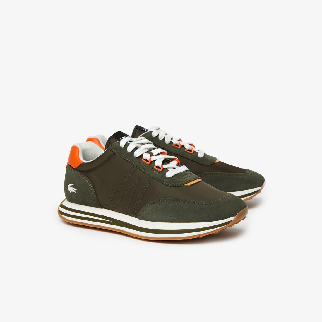Men's Lacoste L-Spin Leather Colour Contrast Trainers Men's Lacoste L-Spin Leather Colour Contrast Trainers
