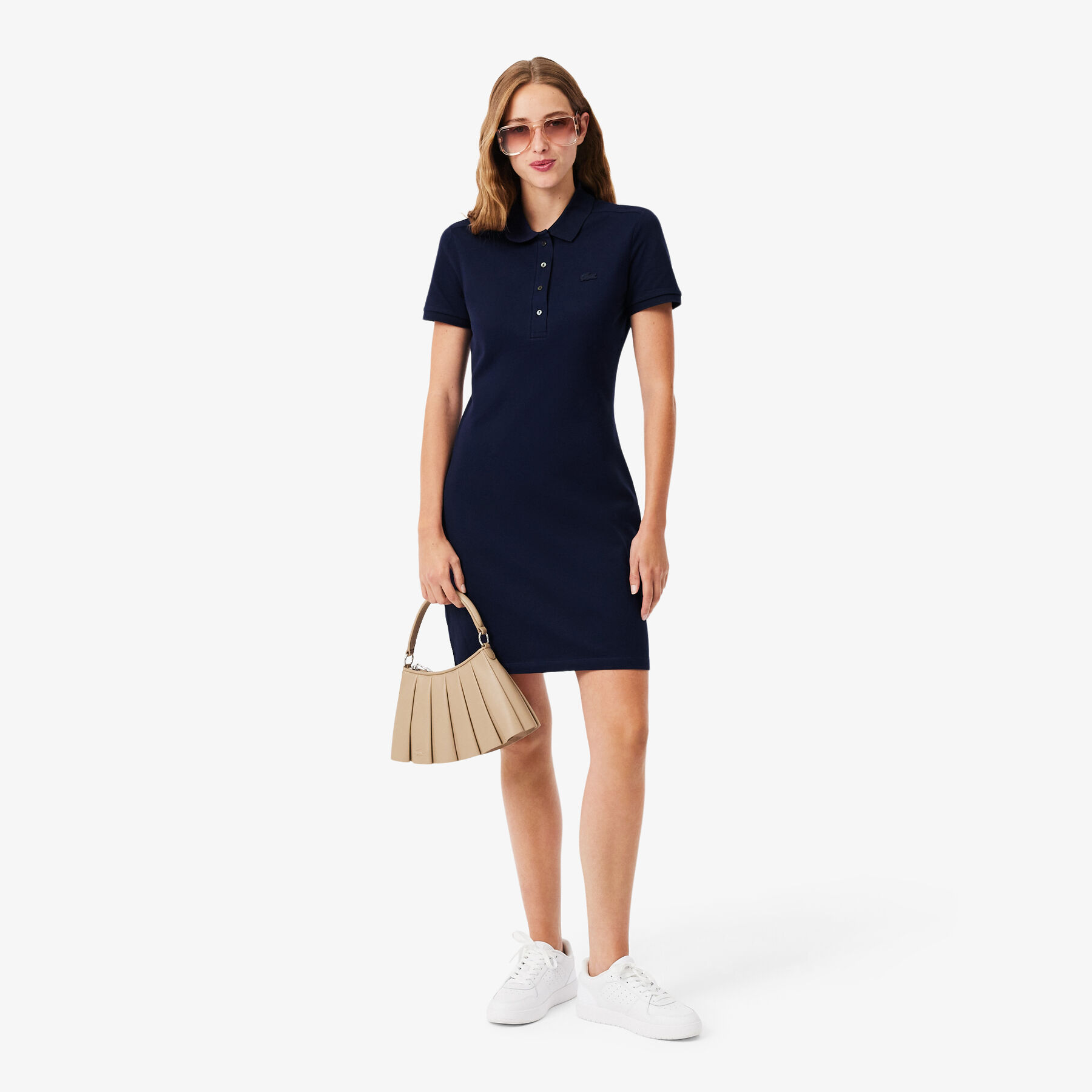 lacoste slim fit stretch petit pique polo dress