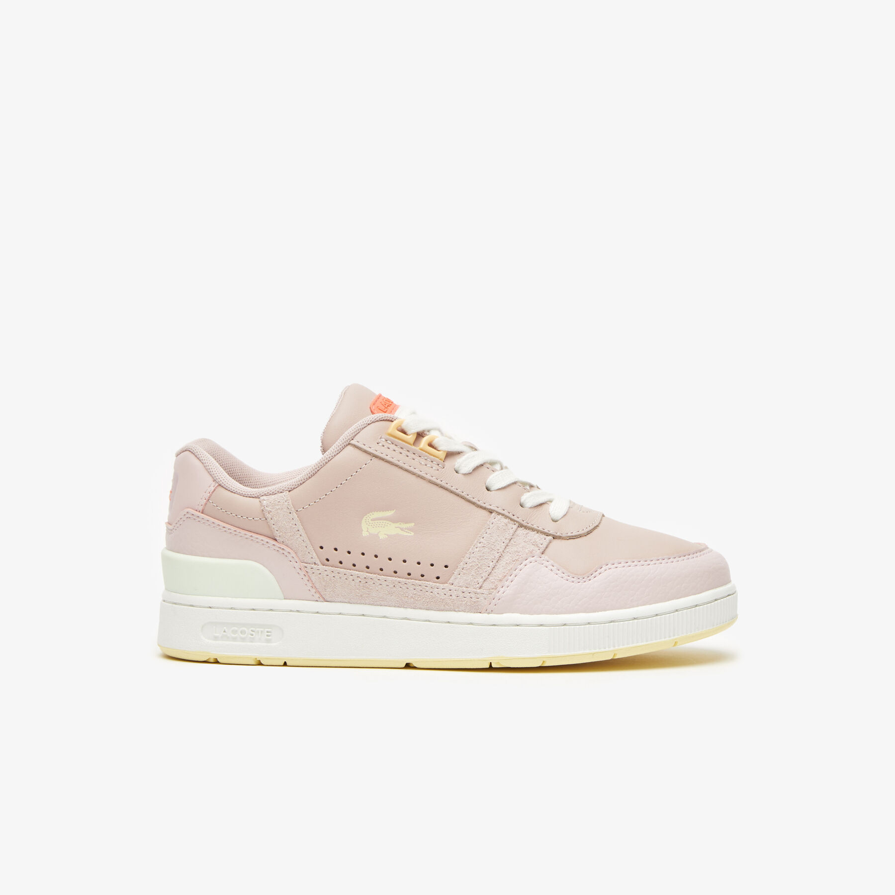 Women's Lacoste T-Clip Leather Gum Sole Trainers women s lacoste t clip leather gum sole trainers