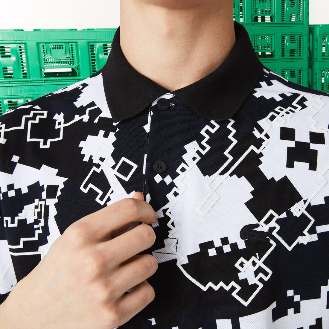 Men's Lacoste x Minecraft Print Organic Cotton Polo Shirt Men's Lacoste x Minecraft Print Organic Cotton Polo Shirt