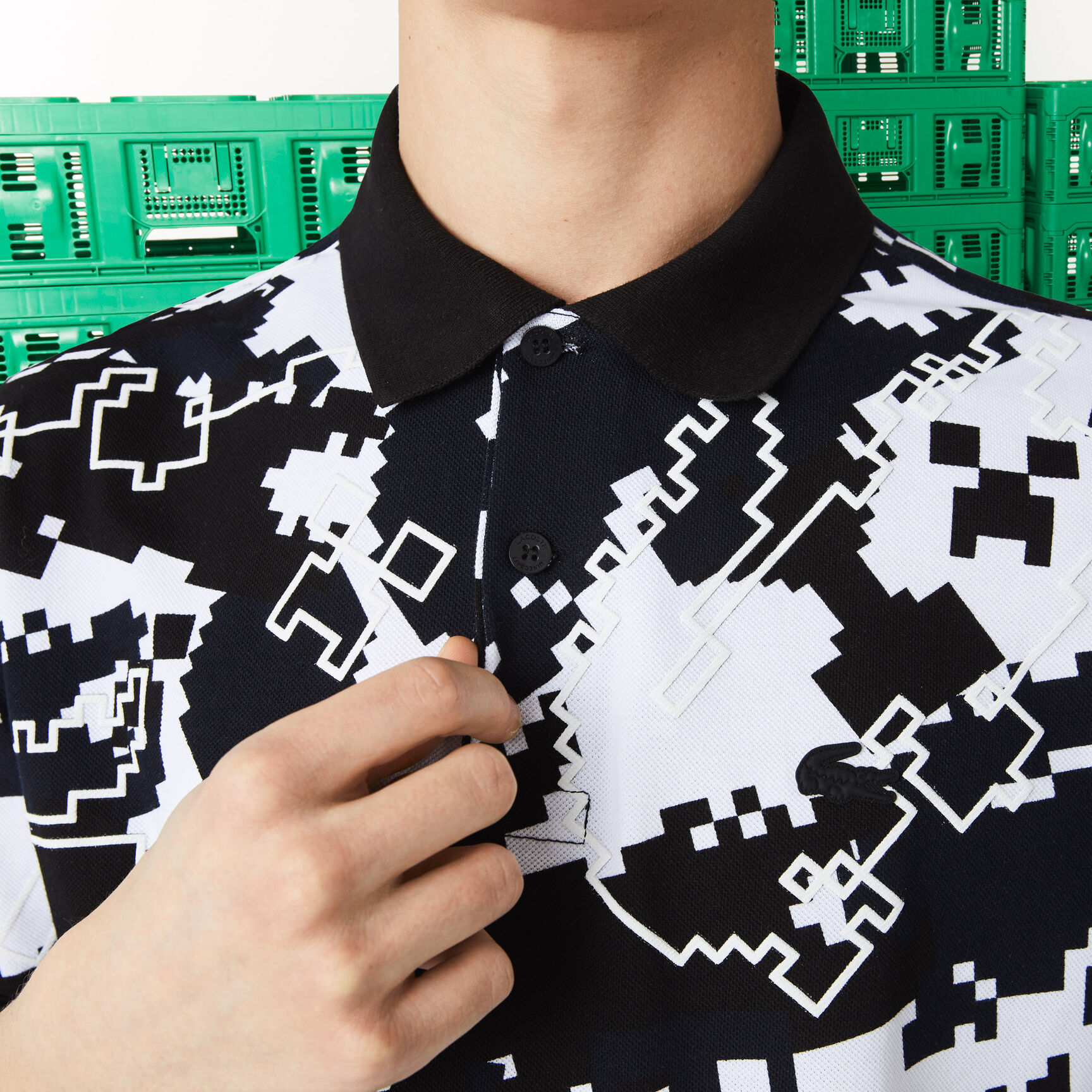 Men's Lacoste x Minecraft Print Organic Cotton Polo Shirt Men's Lacoste x Minecraft Print Organic Cotton Polo Shirt