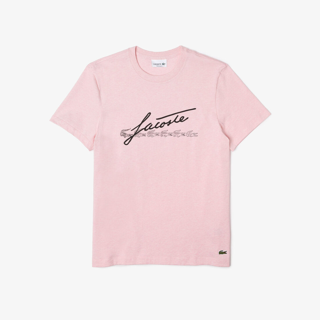 Men's Signature And Crocodile Print Crew Neck Cotton T-Shirt