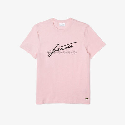 Men's Signature And Crocodile Print Crew Neck Cotton T-shirt