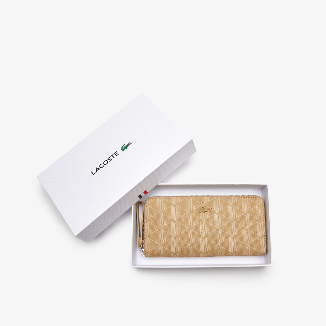 محفظة نسائية بسحاب وطبعة لاكوست مونوغرام محفظة نسائية بسحاب وطبعة لاكوست مونوغرام