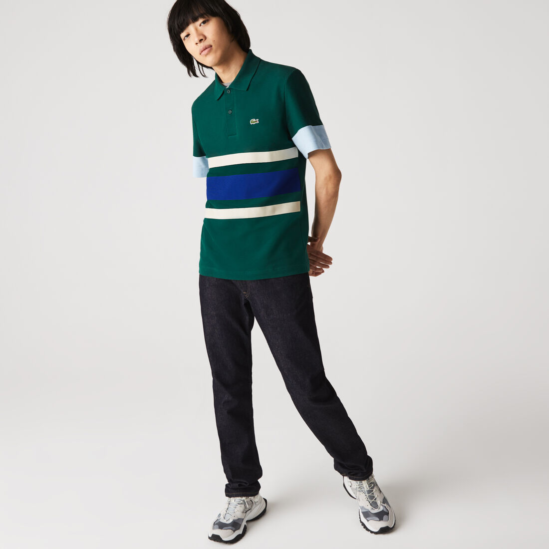 بولو رجالي بقصة ضيقة من قطن بيكيه المتنوع الألوان بولو رجالي بقصة ضيقة من قطن بيكيه المتنوع الألوان