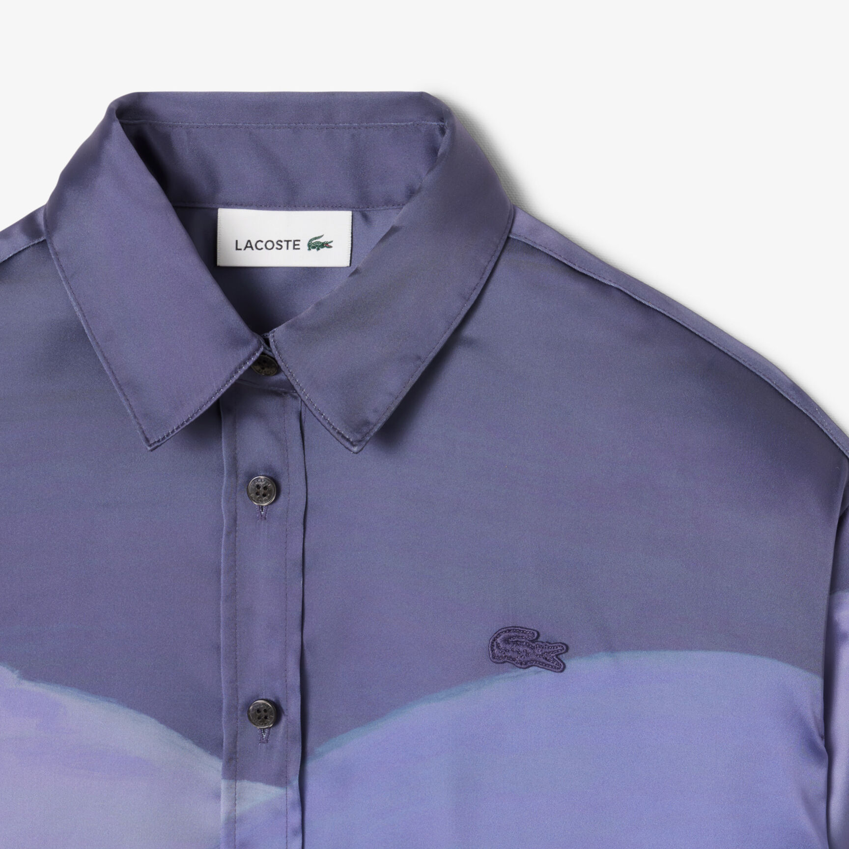 Oversized Landscape Print Satin Shirt