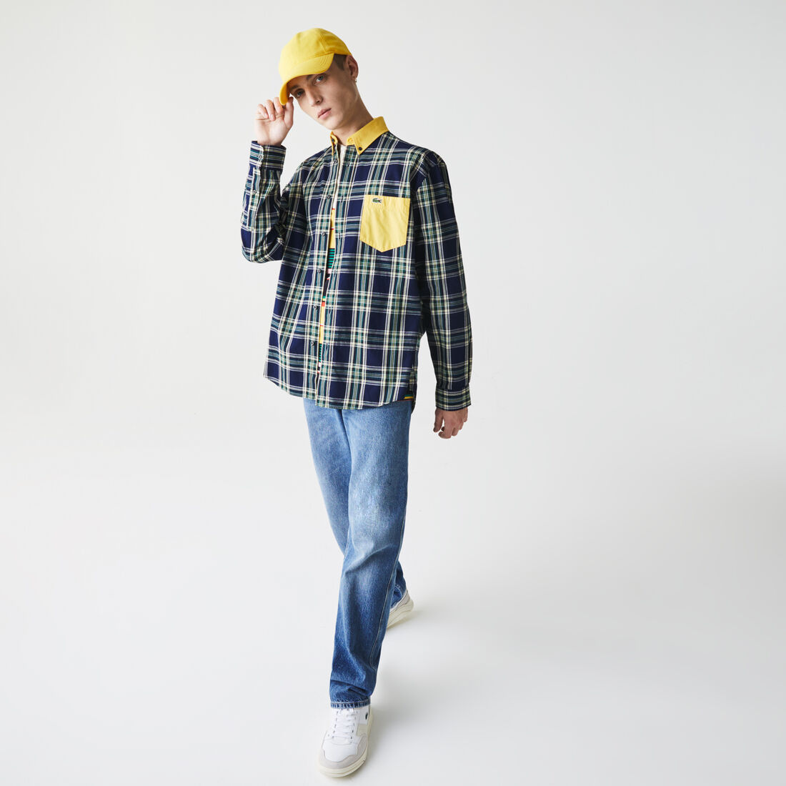 تي شيرت قطن كاروهات للجنسين قصة مربعة مجموعة Lacoste LIVE تي شيرت قطن كاروهات للجنسين قصة مربعة مجموعة Lacoste LIVE