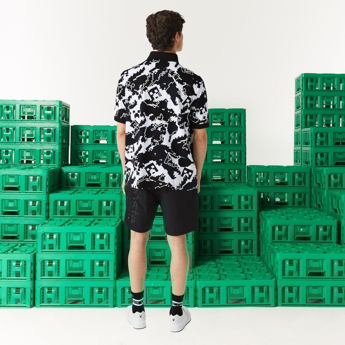 Men's Lacoste x Minecraft Print Organic Cotton Polo Shirt Men's Lacoste x Minecraft Print Organic Cotton Polo Shirt