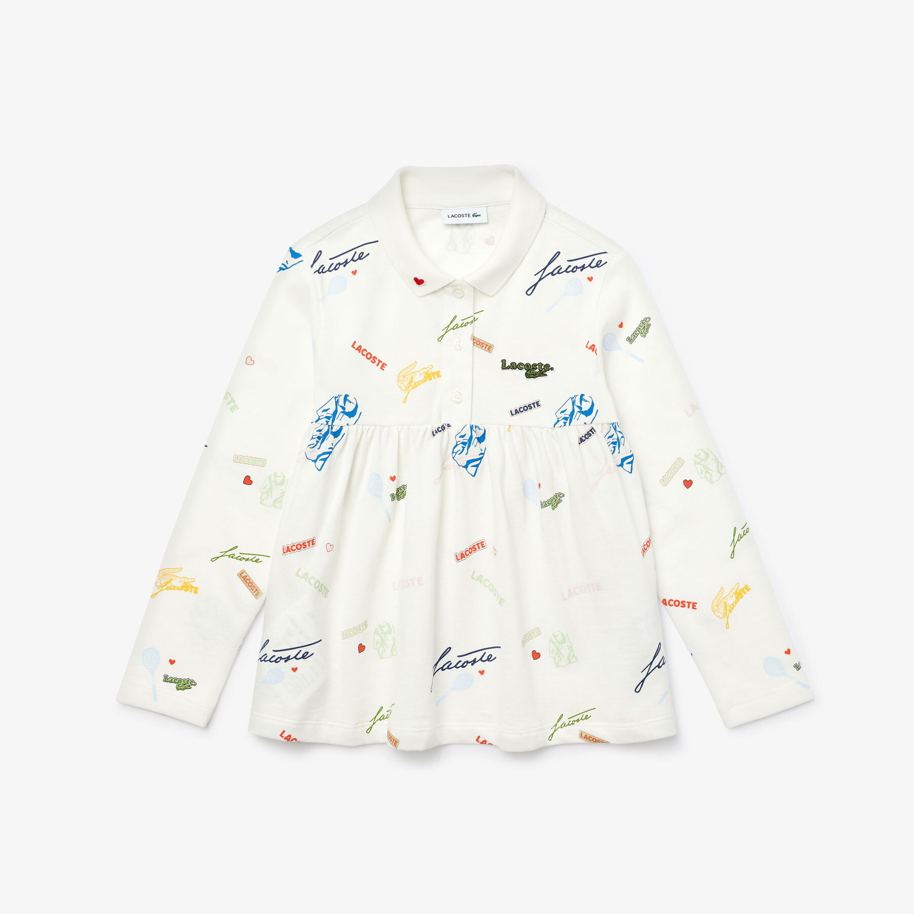 girls  lacoste print flounced cotton piqu  polo shirt