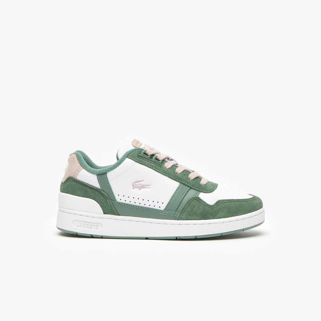 Women's Lacoste T-Clip Leather Colour Contrast Trainers
