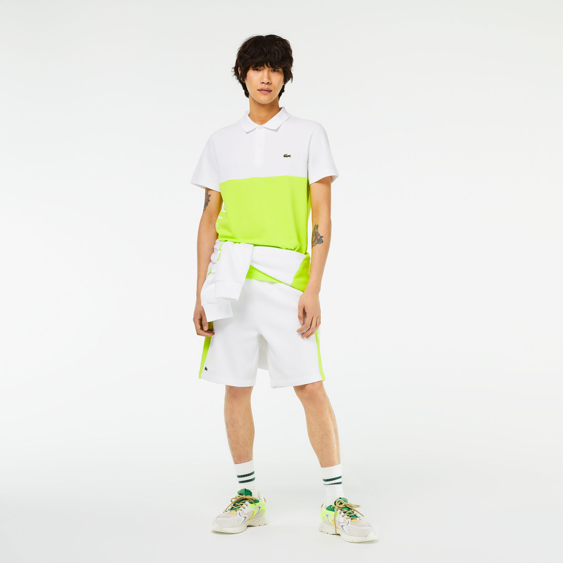 men s lacoste cotton pique colourblock polo shirt