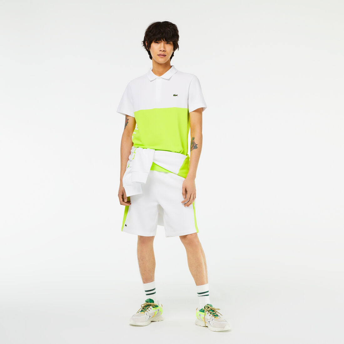 Men's Lacoste Cotton Pique Colourblock Polo Shirt Men's Lacoste Cotton Pique Colourblock Polo Shirt