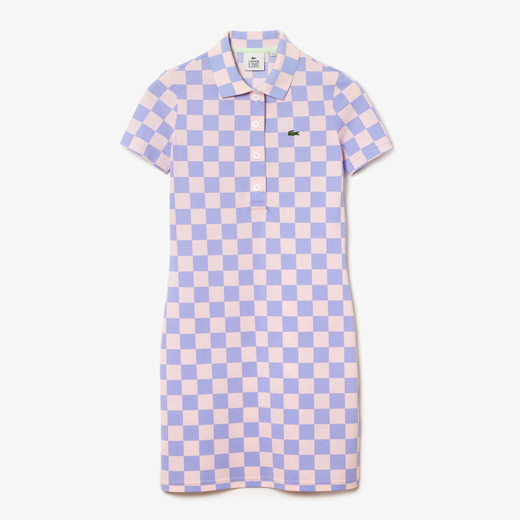 women s lacoste live checkerboard pattern cotton piqu  polo dress