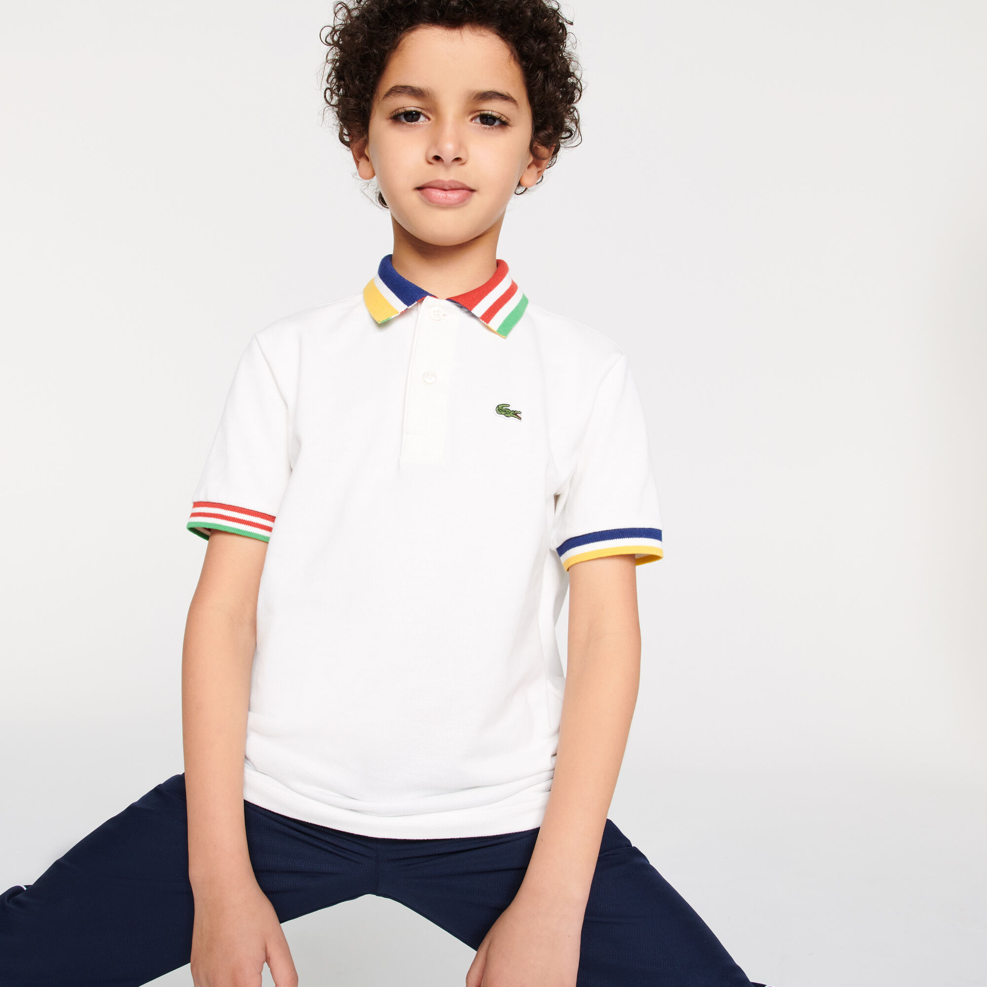 Boys’ Lacoste Striped Accents Cotton Piqué Polo Boys’ Lacoste Striped Accents Cotton Piqué Polo