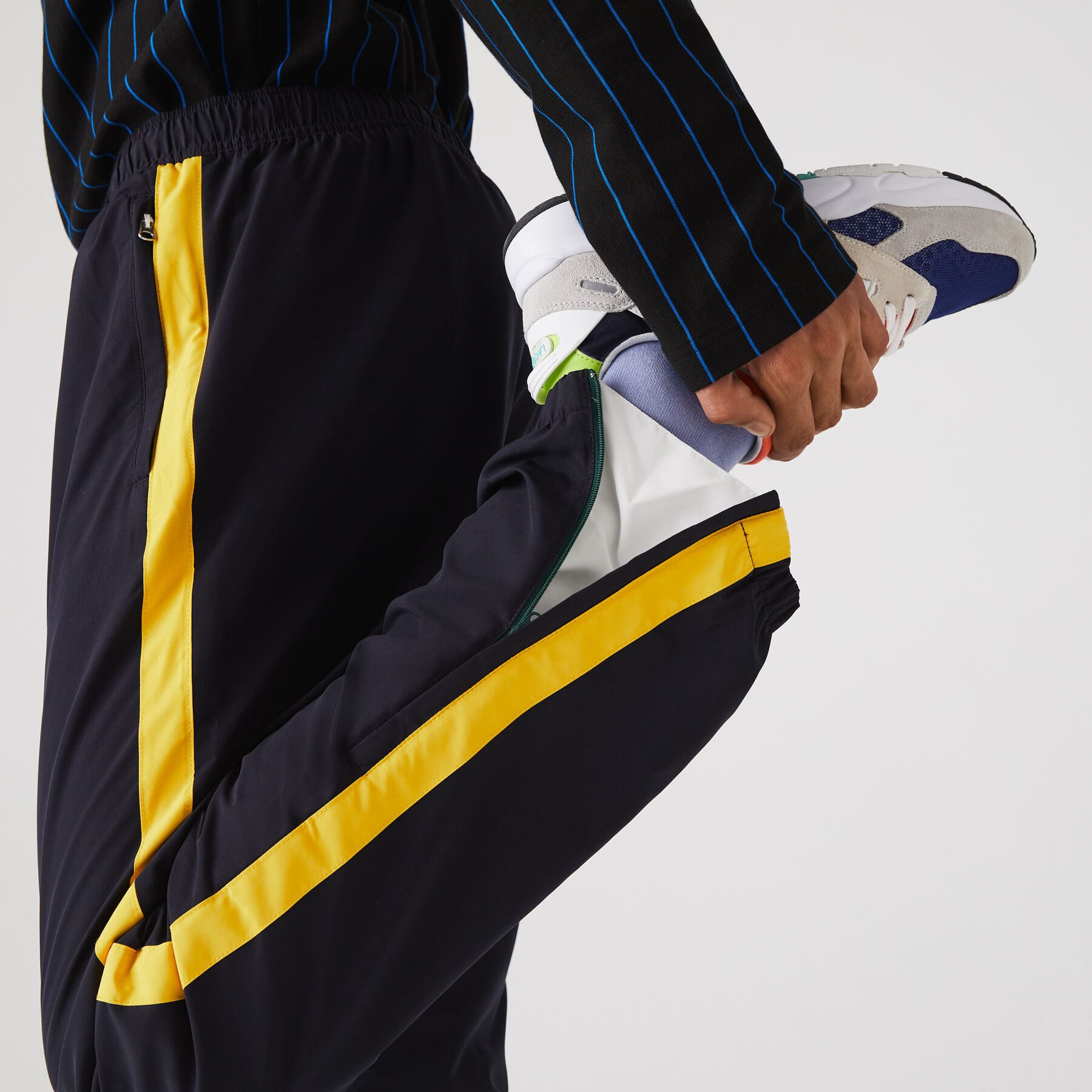 lacoste men s contrast striped water repellant tracksuit pants