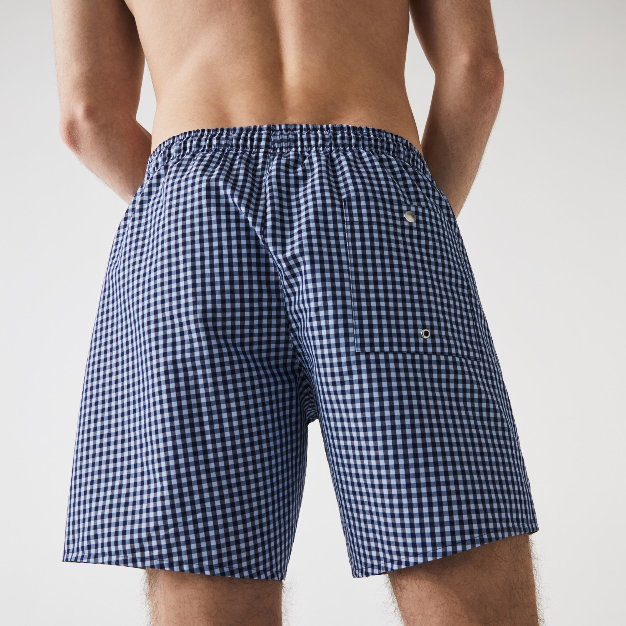 Men’s Mid-Length Gingham Check Cotton Blend Swimming Trunks Men’s Mid-Length Gingham Check Cotton Blend Swimming Trunks