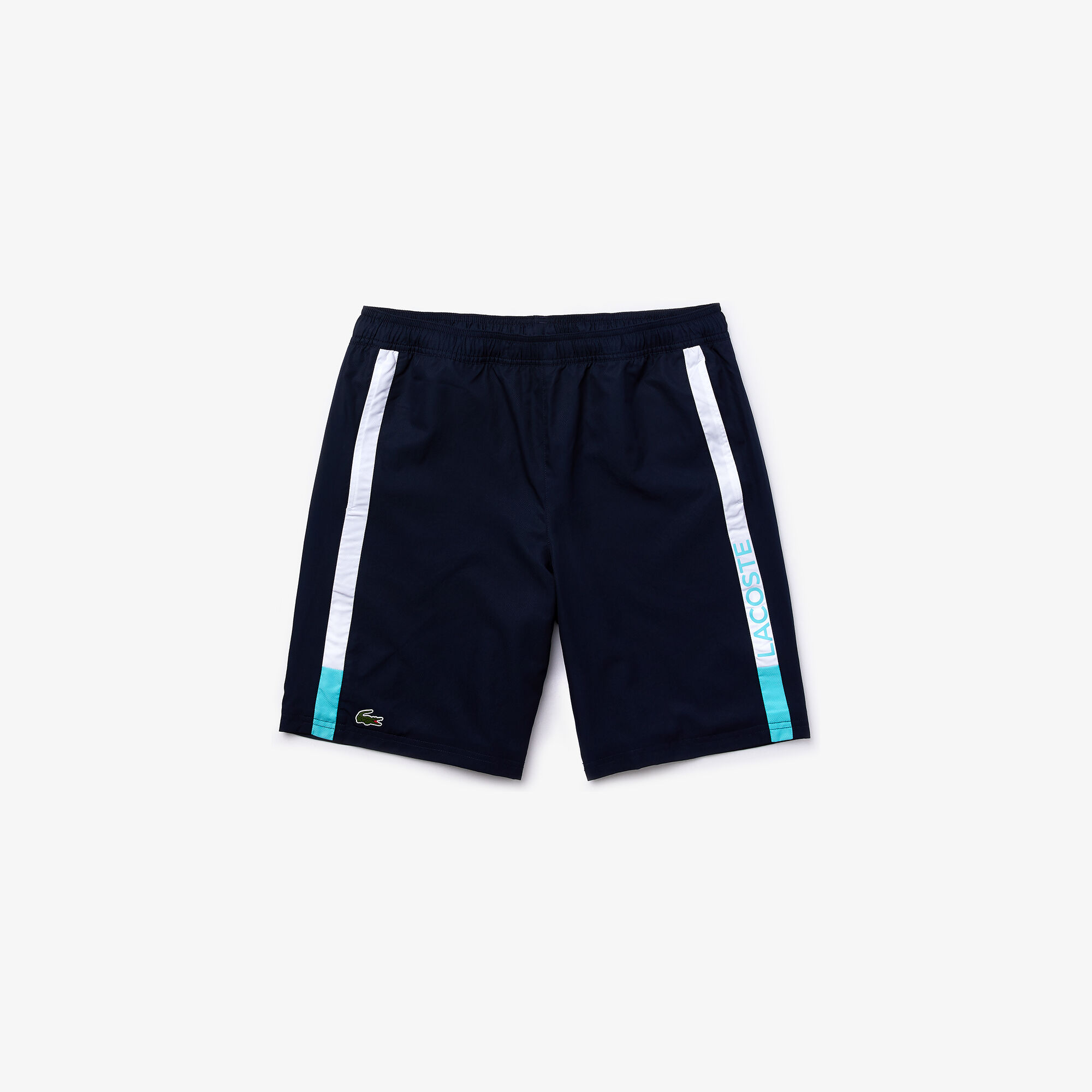 شورت من قماش خفيف مزدان بخطوط ذات ألوان متباينة من مجموعة Lacoste SPORT للرجال شورت من قماش خفيف مزدان بخطوط ذات ألوان متباينة من مجموعة Lacoste SPORT للرجال