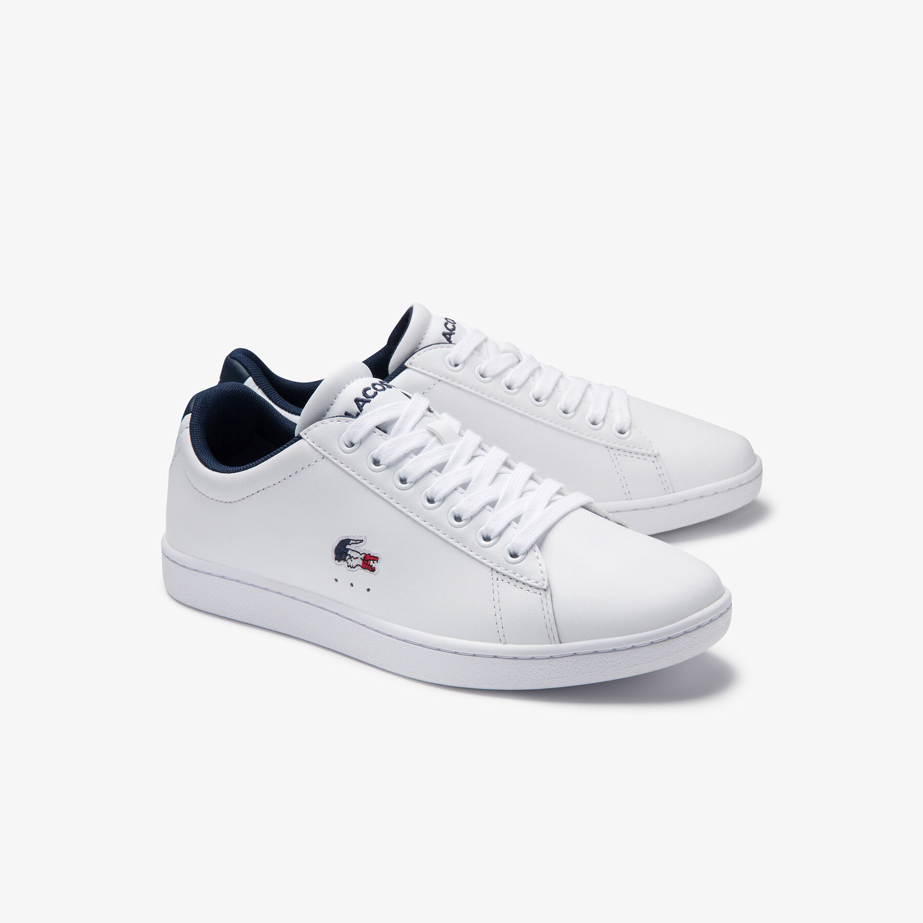 lacoste women s carnaby evo tricolore leather and synthetic trainers