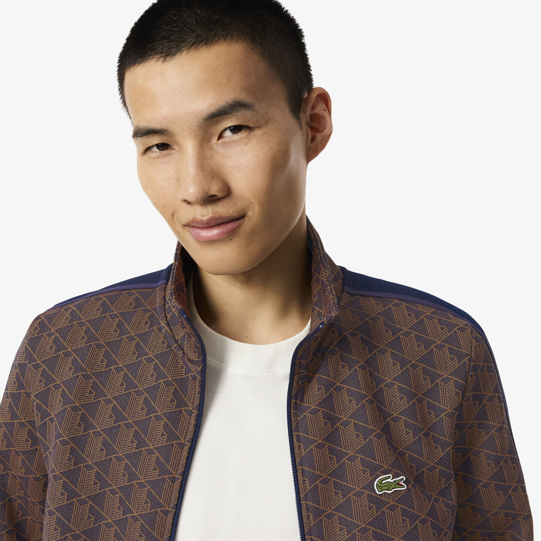 lacoste paris zip up jacquard track jacket