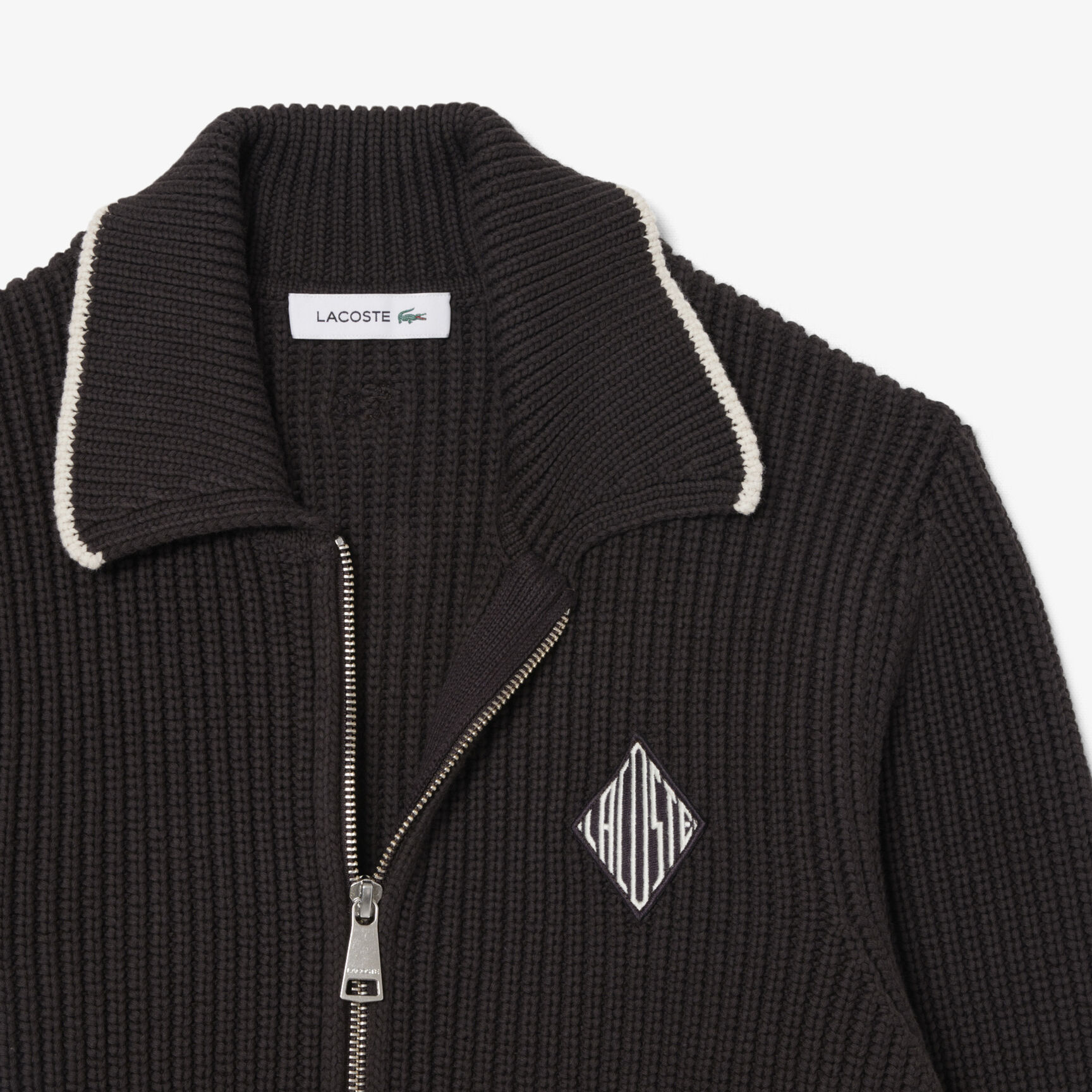 Zipped Cotton Badge Accent Sweater