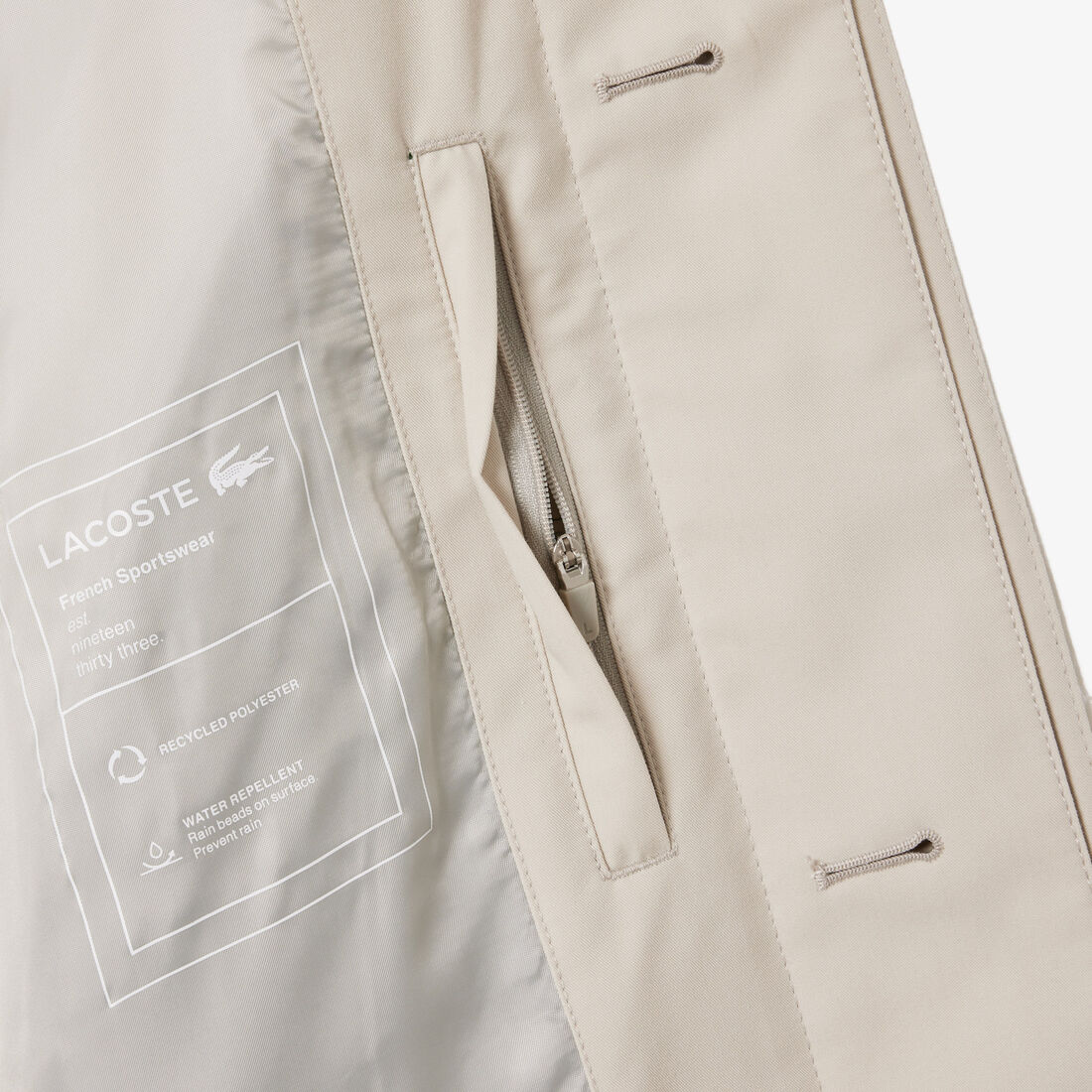 جاكيت تفتا مقاوم للماء بسحاب وتفاصيل بلون مغاير جاكيت تفتا مقاوم للماء بسحاب وتفاصيل بلون مغاير