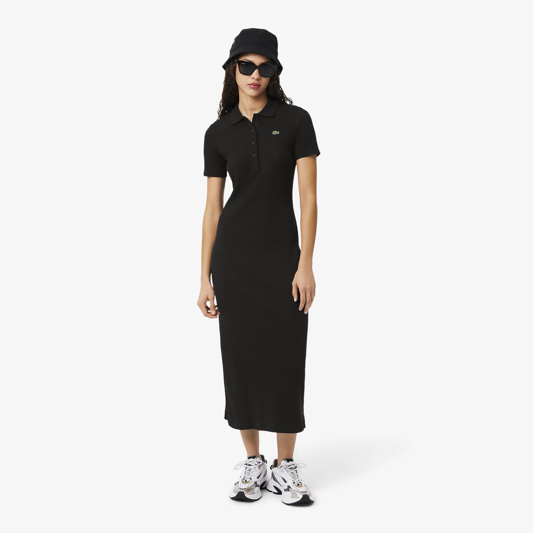 Long Ribbed Cotton Polo Dress