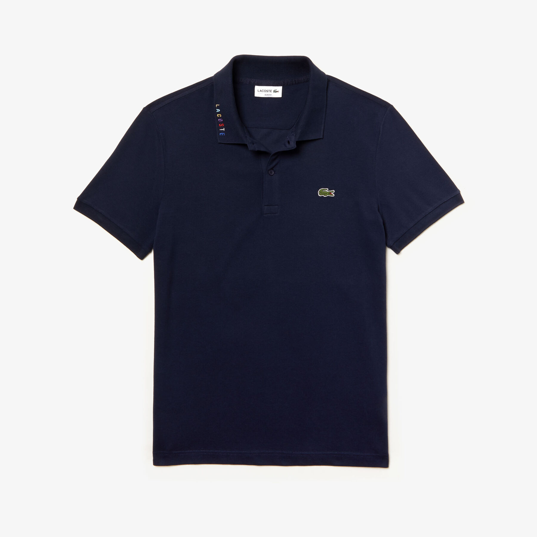 men s lacoste slim fit multicoloured signature stretch piqu  polo shirt