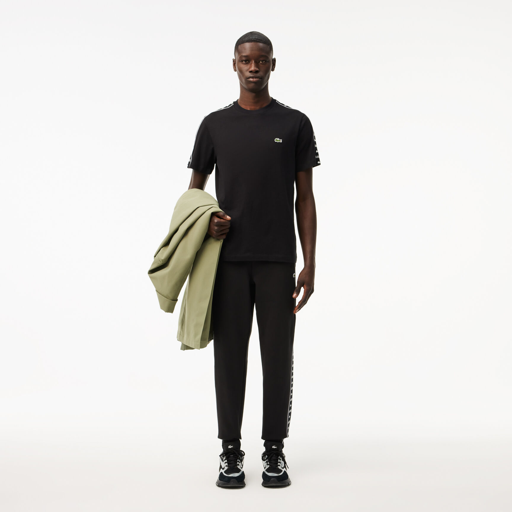 تي شيرت قطن جيرسي مخطط بشعار الماركة