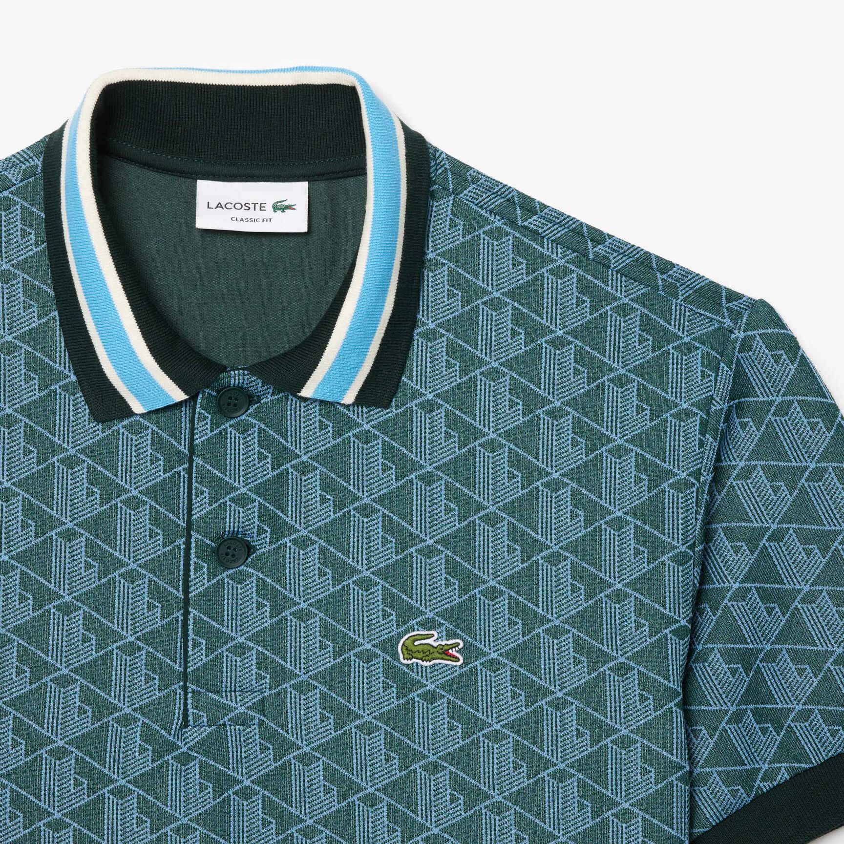 قميص بولو كلاسيكي بقصّة كلاسيكية من قماش الجاكار أحادي اللون