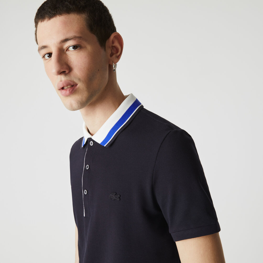 Men’s Lacoste Slim Fit Striped Collar Cotton Piqué Polo