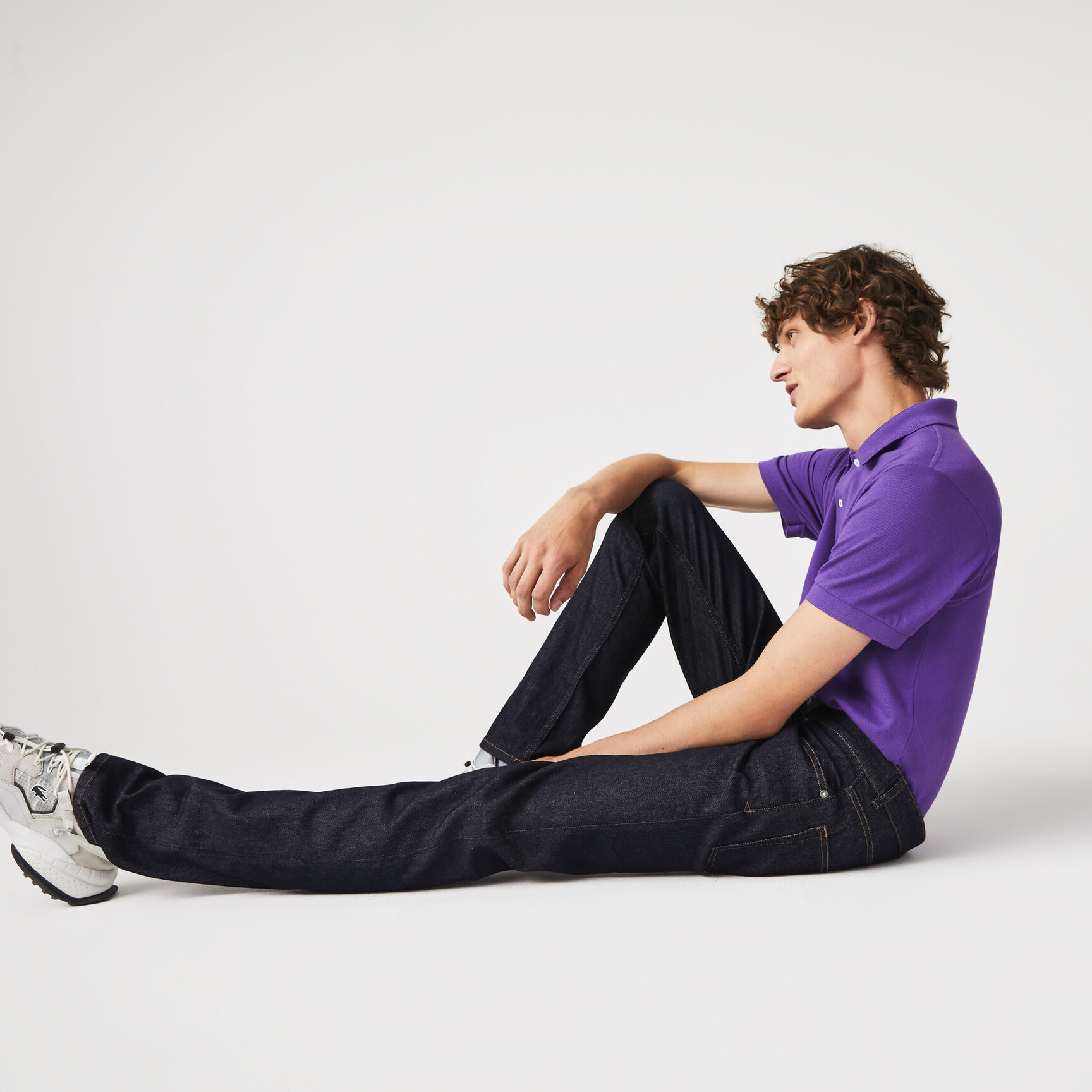 بنطال جينز بقصة ضيقة من الدنيم المرن مع 5 جيوب للرجال