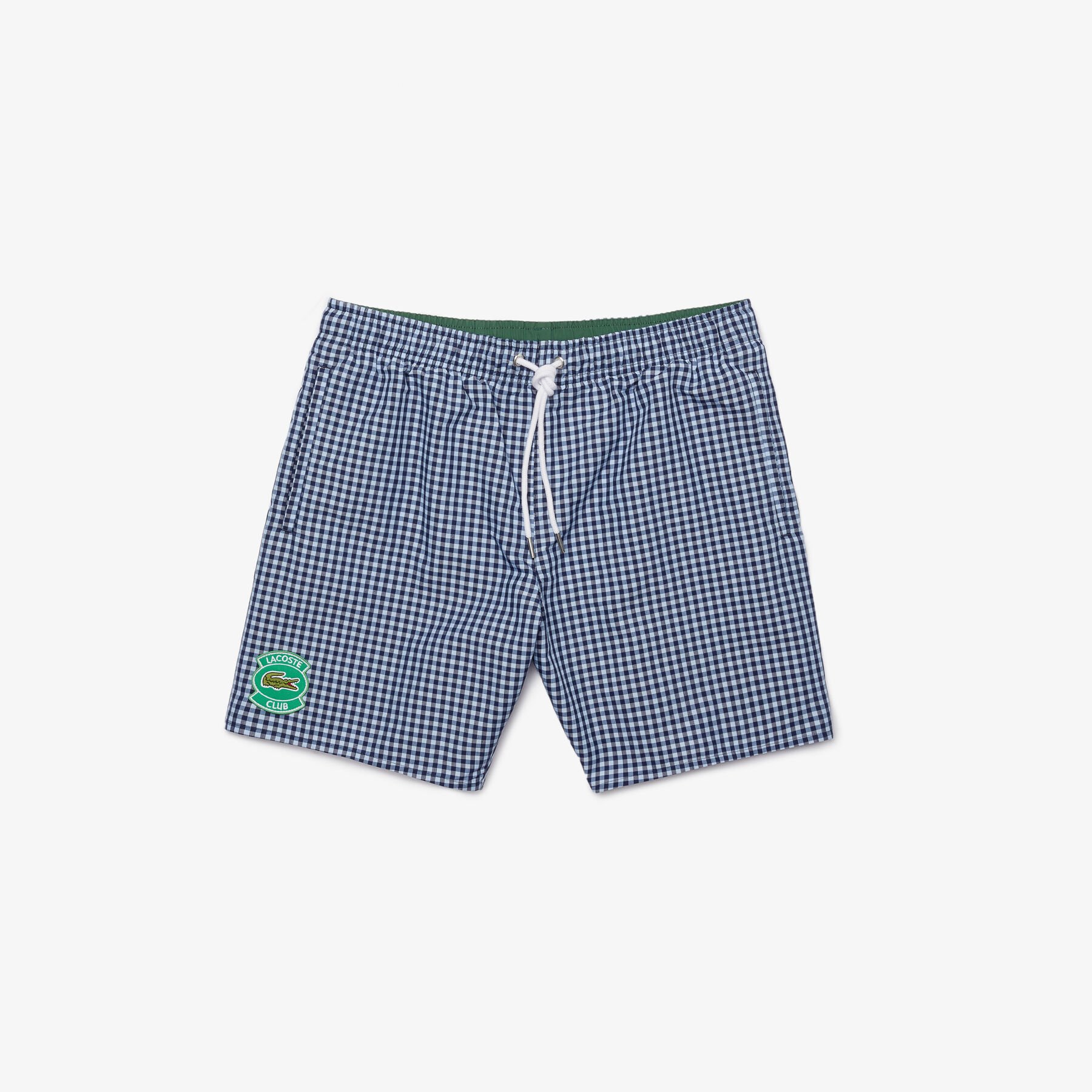 Men’s Mid-Length Gingham Check Cotton Blend Swimming Trunks lacoste men s mid length gingham check cotton blend swimming trunks