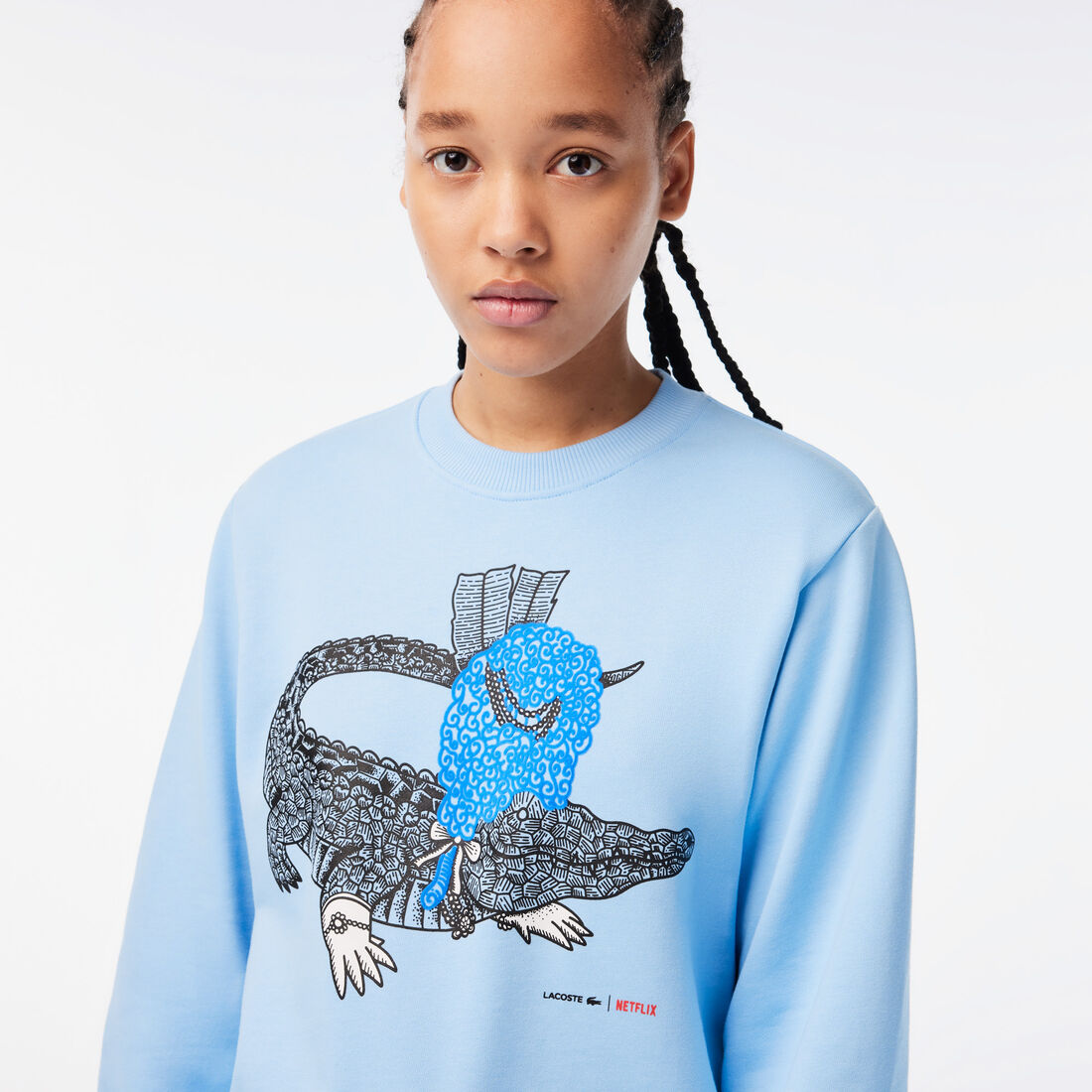 Women’s Lacoste x Netflix Loose Fit Organic Cotton Fleece Sweatshirt Women’s Lacoste x Netflix Loose Fit Organic Cotton Fleece Sweatshirt