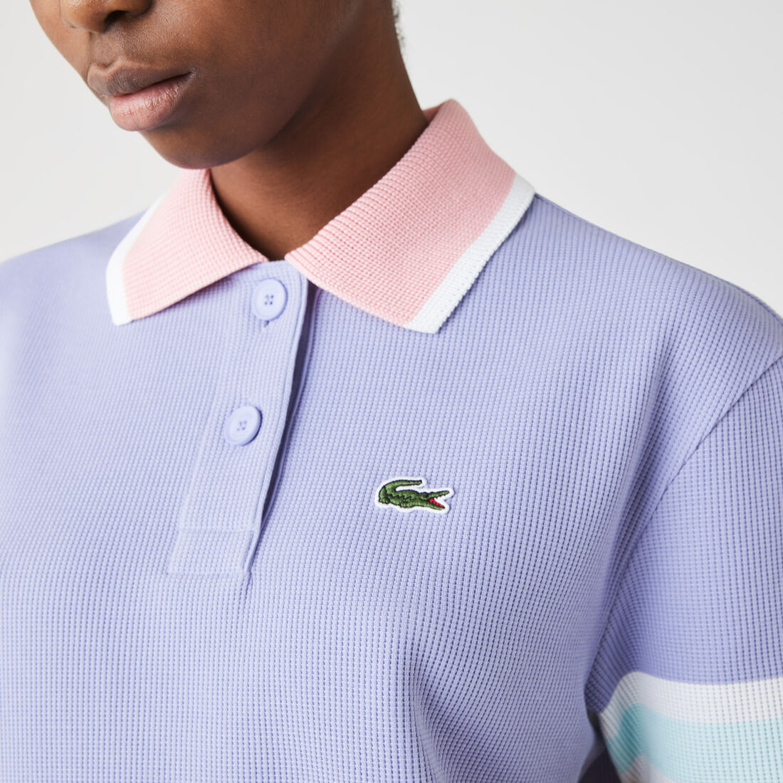 فستان بولو قطن خلية النحل مع تفاصيل مقلمة للنساء فستان بولو قطن خلية النحل مع تفاصيل مقلمة للنساء