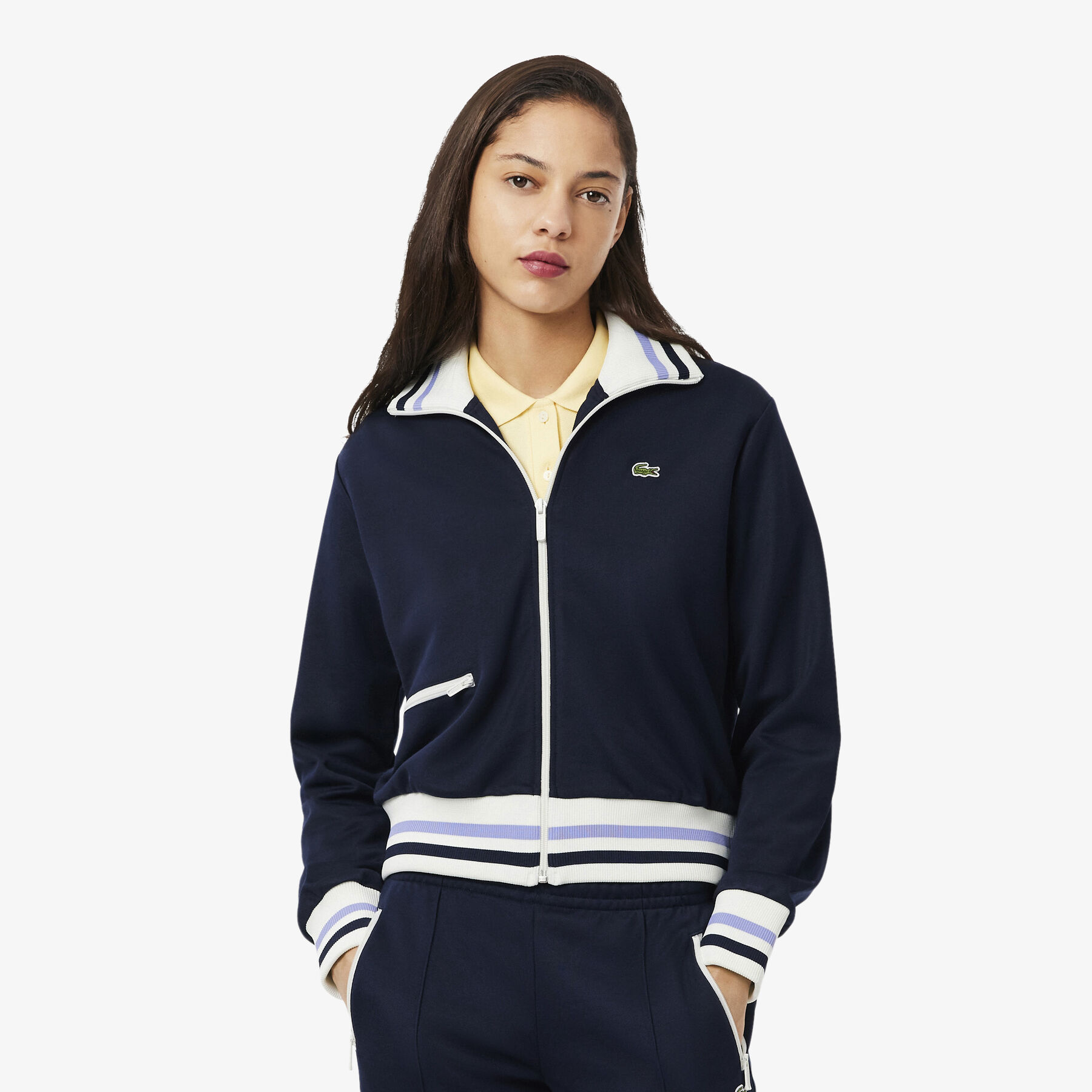 Zipped Stripe Accent Sweatshirt