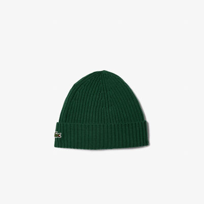 Unisex Lacoste Ribbed Wool Beanie