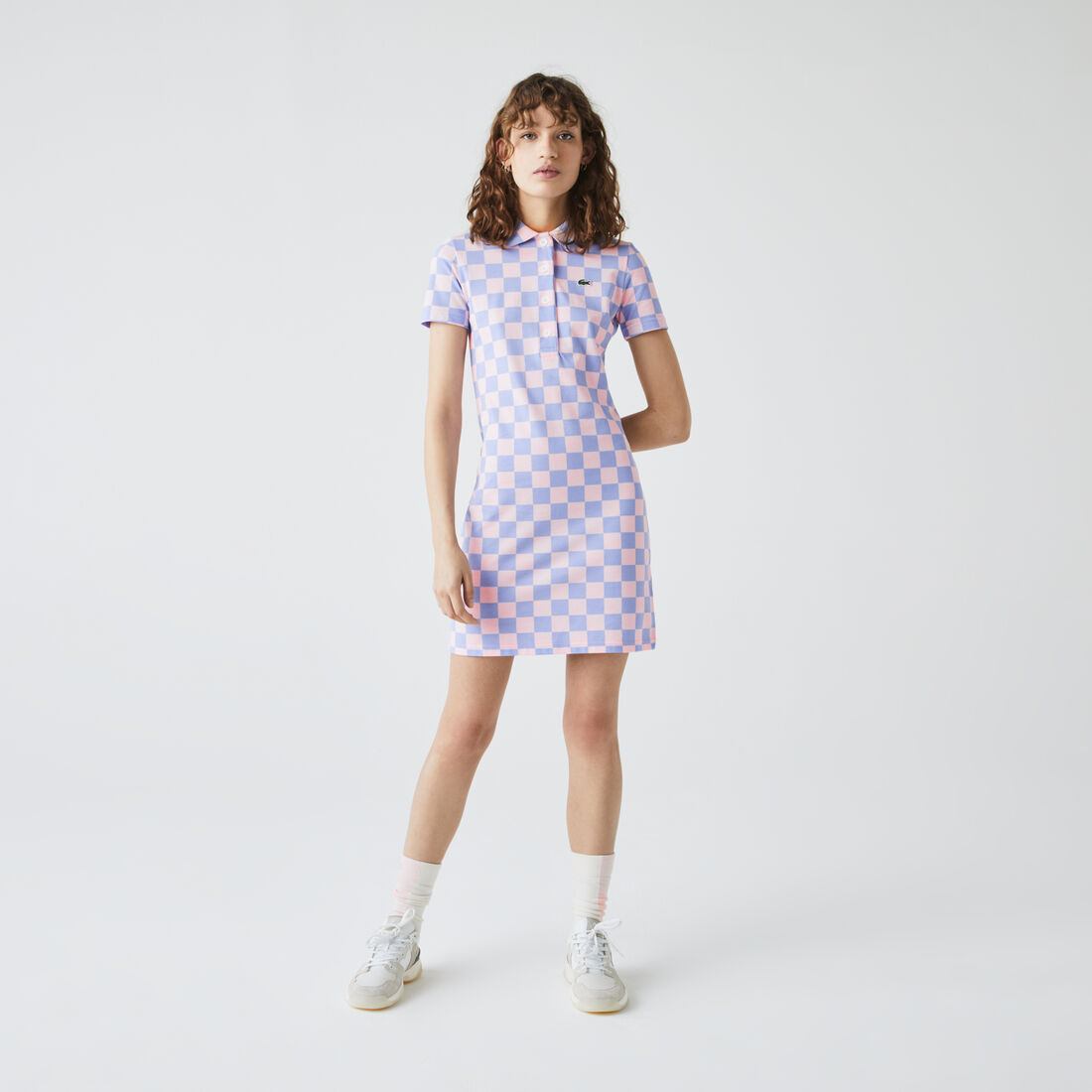 Women’s Lacoste LIVE Checkerboard Pattern Cotton Piqué Polo Dress