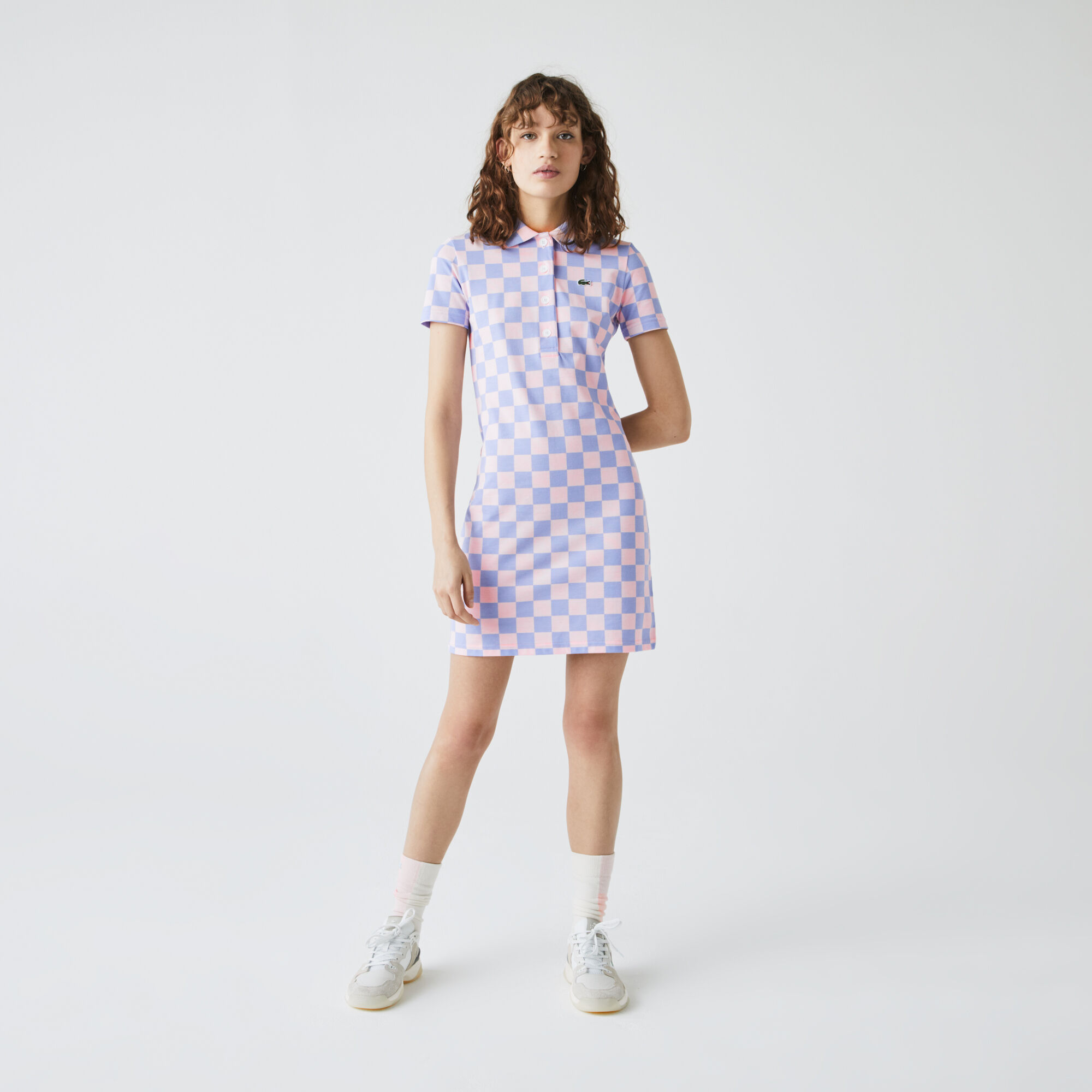Women’s Lacoste LIVE Checkerboard Pattern Cotton Piqué Polo Dress Women’s Lacoste LIVE Checkerboard Pattern Cotton Piqué Polo Dress
