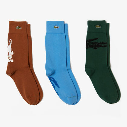 Unisex Lacoste Crocodile Pattern Sock Three-pack