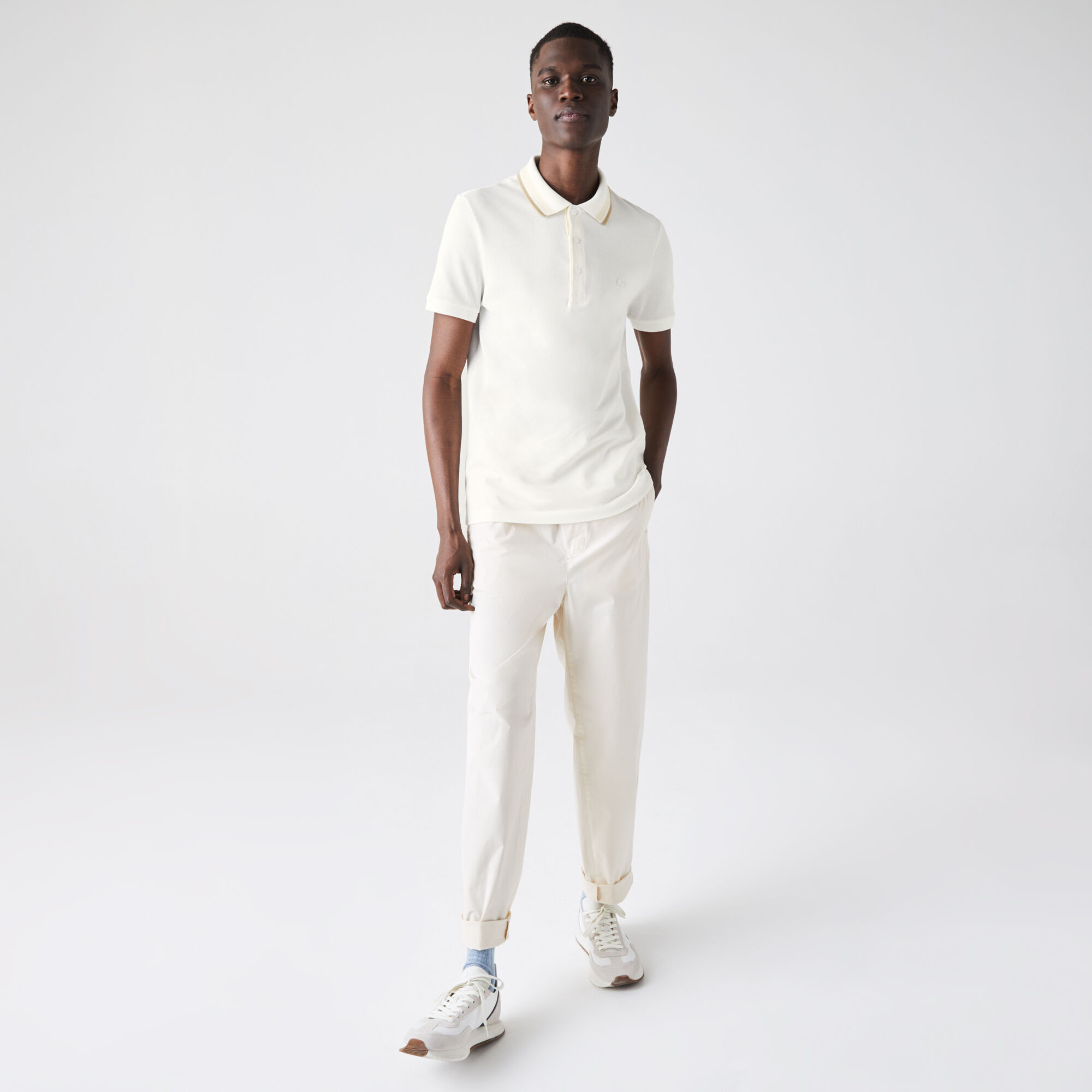 Men’s Lacoste Slim Fit Striped Collar Cotton Piqué Polo Men’s Lacoste Slim Fit Striped Collar Cotton Piqué Polo