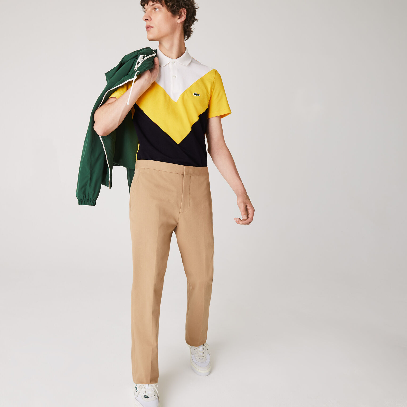 Men's Lacoste Regular Fit Geometric Colourblock Piqu&eacute; Polo Shirt