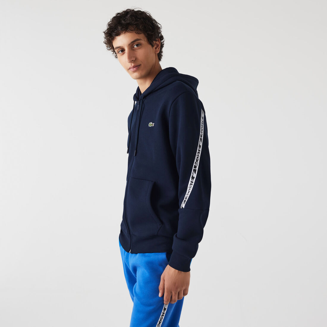 Men's Lacoste Printed Bands Hooded Zip Sweatshirt
