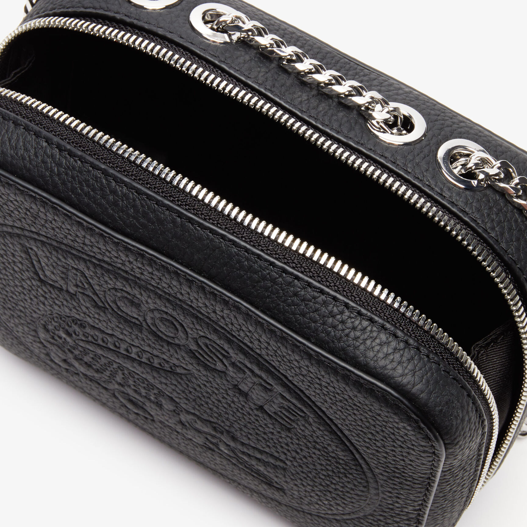 حقيبة على الكتف نسائية بسحاب من الجلد المدبوغ المحبب من مجموعة Croco