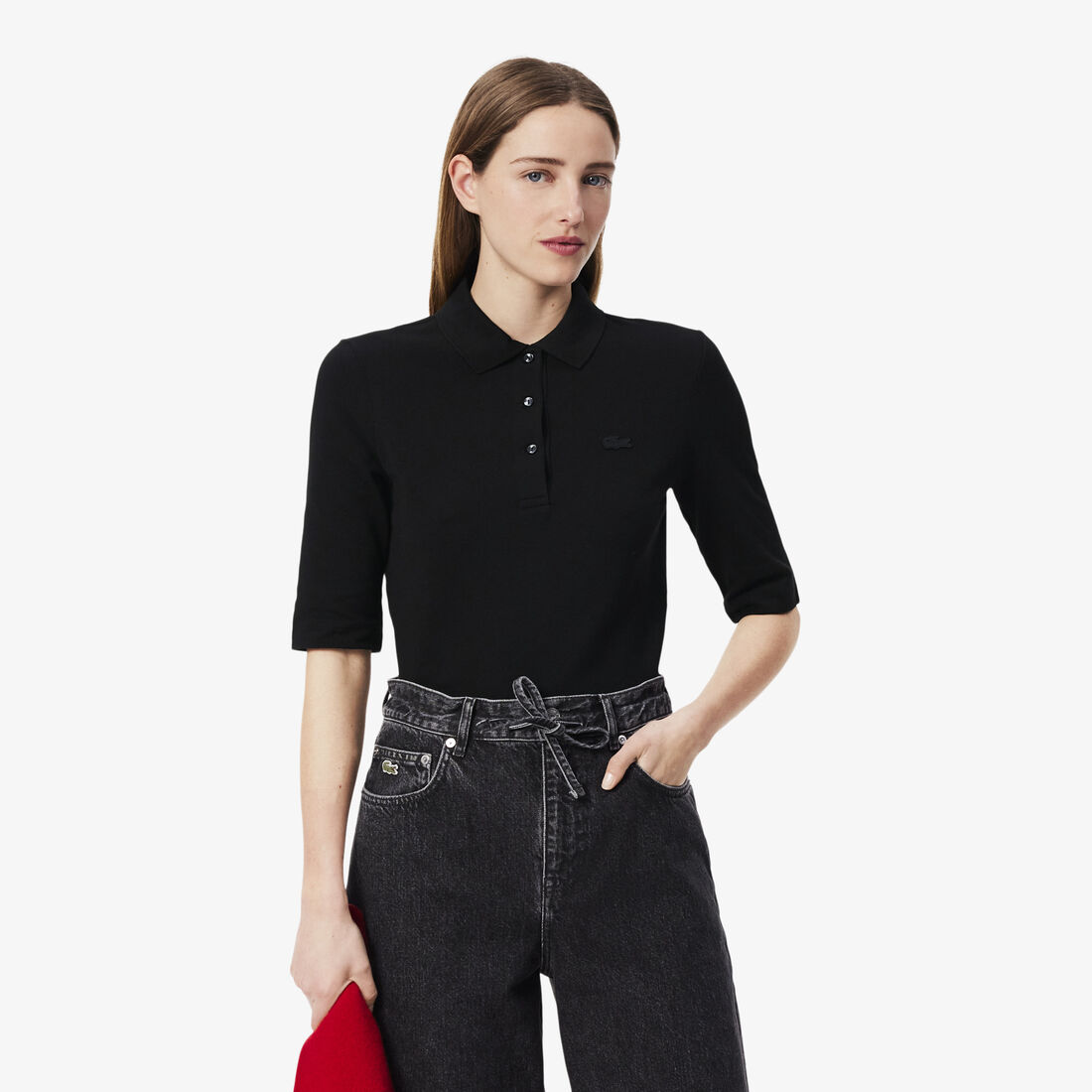 تي شيرت بولو بيكيه قطن ذو وجهين فضفاض